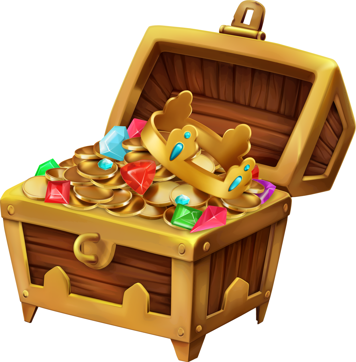 Cartoon treasure chest 3d icon